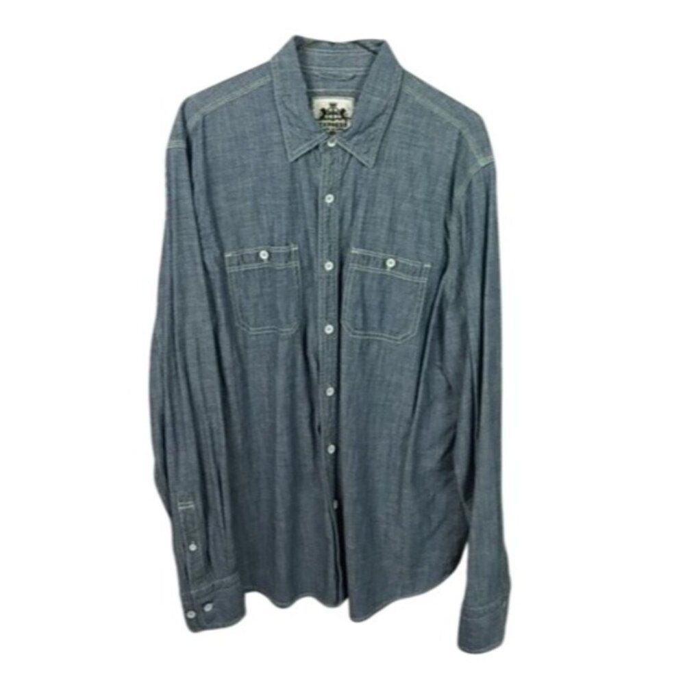 Express Mens Chambray Denim Long Sleeve Shirt Large